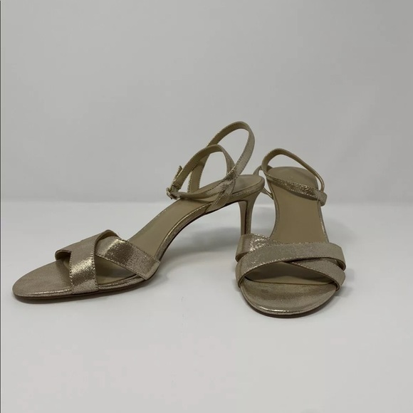 Ann Taylor Gold Metallic Ankle Strap Sandal 8.5 - Picture 4 of 6